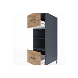 Kronos Dolap 2 Raflı 2 Çekmeceli 44x59x134 Antrasit-çam