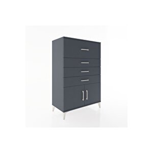 Hyperion Dolap 4 Çekmeceli 2 Kapaklı 88x44x134 Antrasit-antrasit