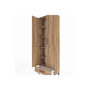 Arges Dolap 5 Raflı Tek Çekmeceli 2 Kapaklı 60x30x182 Çam-çam