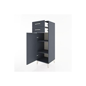 Hyperion Dolap 2 Raflı 2 Çekmeceli Tek Kapaklı 44x44x134 Antrasit-antrasit