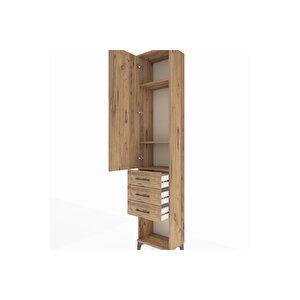 Arges Dolap 3 Raflı 3 Çekmeceli Tek Kapaklı 44x30x221 Çam-çam