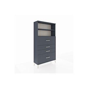 Arges Dolap 2 Raflı 4 Çekmeceli 88x30x163 Antrasit-antrasit