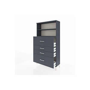 Arges Dolap 2 Raflı 4 Çekmeceli 88x30x163 Antrasit-antrasit