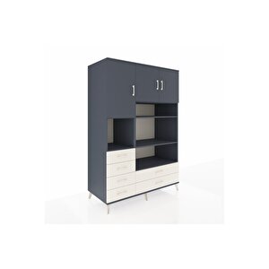 Kronos Dolap 9 Raflı 6 Çekmeceli 3 Kapaklı 132x59x195 Antrasit-antrasit/aytaşı