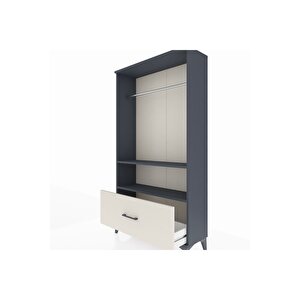 Arges Dolap 2 Raflı Tek Çekmeceli Tek Askılı 88x30x163 Antrasit-aytaşı