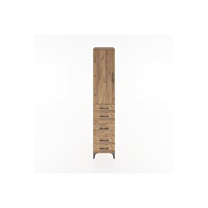 Hyperion Dolap 3 Raflı 5 Çekmeceli Tek Kapaklı 44x44x221 Çam-çam