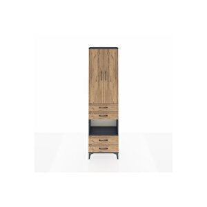 Arges Dolap 4 Raflı 4 Çekmeceli 2 Kapaklı 60x30x221 Antrasit-çam