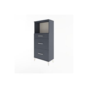 Arges Dolap Tek Raflı 3 Çekmeceli 60x30x134 Antrasit-antrasit