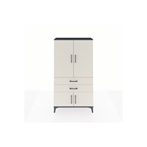 Arges Dolap 3 Raflı 2 Çekmeceli 4 Kapaklı 88x30x163 Antrasit-aytaşı