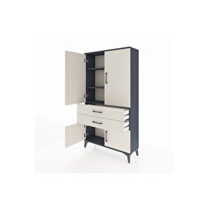 Arges Dolap 3 Raflı 2 Çekmeceli 4 Kapaklı 88x30x163 Antrasit-aytaşı
