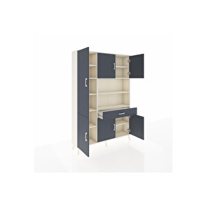 Arges Gardrop 10 Raflı Tek Çekmeceli 6 Kapaklı 132x30x195 Aytaşı-antrasit