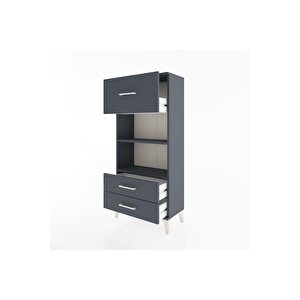 Hyperion Dolap 2 Raflı 3 Çekmeceli 60x44x134 Antrasit-antrasit