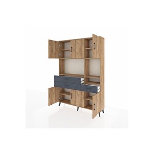 Arges Dolap 9 Raflı 3 Çekmeceli 6 Kapaklı 132x30x195 Çam-çam/antrasit