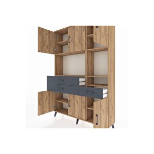 Arges Dolap 9 Raflı 3 Çekmeceli 6 Kapaklı 132x30x195 Çam-çam/antrasit