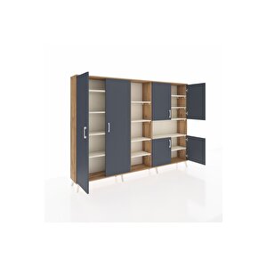 Arges Dolap 13 Raflı 6 Kapaklı 220x30x163 Çam-antrasit/aytaşı