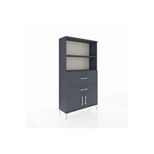 Arges Dolap 2 Raflı 2 Çekmeceli 2 Kapaklı 88x30x163 Antrasit-antrasit