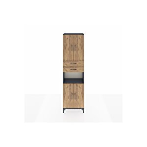 Arges Dolap 4 Raflı 2 Çekmeceli 4 Kapaklı 60x30x221 Antrasit-çam