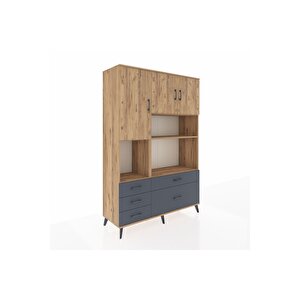 Hyperion Dolap 8 Raflı 5 Çekmeceli 3 Kapaklı 132x44x195 Çam-çam/antrasit
