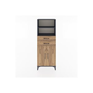 Arges Dolap 3 Raflı 2 Çekmeceli 2 Kapaklı 60x30x163 Antrasit-çam