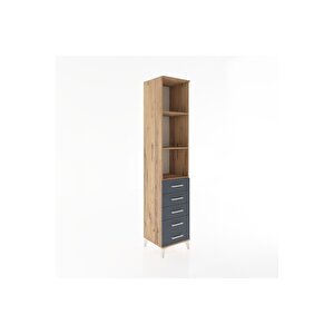 Hyperion Dolap 3 Raflı 5 Çekmeceli 44x44x221 Çam-antrasit