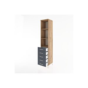 Hyperion Dolap 3 Raflı 5 Çekmeceli 44x44x221 Çam-antrasit