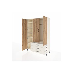 Hyperion Dolap 6 Raflı 3 Çekmeceli Tek Askılı 132x44x195 Aytaşı-çam/aytaşı