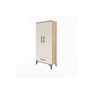 Arges Dolap 3 Raflı Tek Çekmeceli 2 Kapaklı 60x30x134 Çam-aytaşı