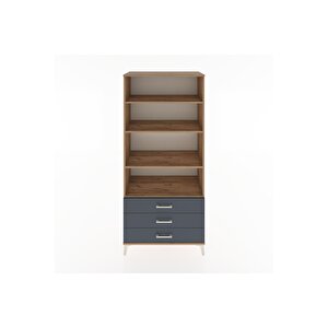Hyperion Dolap 4 Raflı 3 Çekmeceli 88x44x195 Çam-antrasit