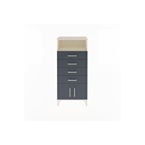 Arges Dolap Tek Raflı 4 Çekmeceli 2 Kapaklı 60x30x134 Aytaşı-antrasit