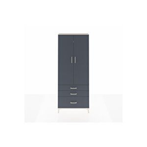 Arges Dolap 2 Raflı 3 Çekmeceli Tek Askılı 88x30x221 Aytaşı-antrasit