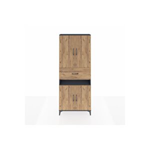 Arges Dolap 5 Raflı Tek Çekmeceli 4 Kapaklı 88x30x221 Antrasit-çam