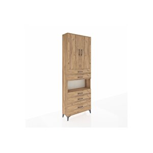 Arges Dolap 4 Raflı 5 Çekmeceli 2 Kapaklı 88x30x243 Çam-çam