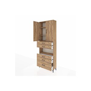 Arges Dolap 4 Raflı 5 Çekmeceli 2 Kapaklı 88x30x243 Çam-çam
