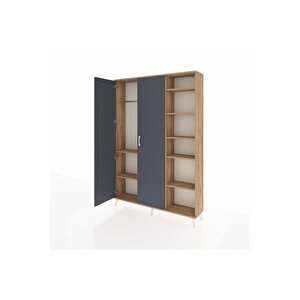 Arges Dolap 7 Raflı 2 Kapaklı Tek Askılı 132x30x195 Çam-antrasit/çam