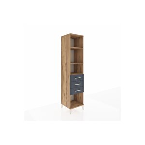 Hyperion Dolap 3 Raflı 3 Çekmeceli 44x44x195 Çam-antrasit