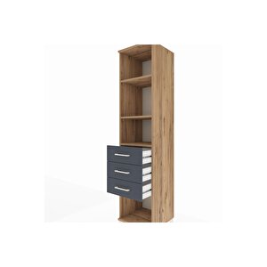 Hyperion Dolap 3 Raflı 3 Çekmeceli 44x44x195 Çam-antrasit