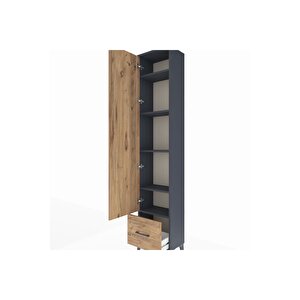 Arges Dolap 5 Raflı Tek Çekmeceli Tek Kapaklı 44x30x221 Antrasit-çam