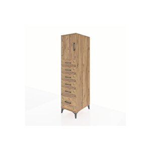 Kronos Dolap Tek Raflı 6 Çekmeceli Tek Kapaklı 44x59x182 Çam-çam