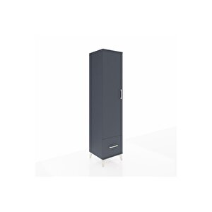 Hyperion Dolap 3 Raflı Tek Çekmeceli Tek Askılı 44x44x195 Antrasit-antrasit