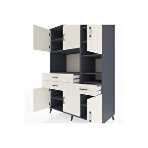 Kronos Dolap 10 Raflı 3 Çekmeceli 6 Kapaklı 132x59x195 Antrasit-aytaşı/aytaşı