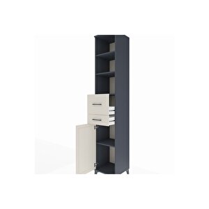 Hyperion Dolap 4 Raflı 2 Çekmeceli Tek Kapaklı 44x44x243 Antrasit-aytaşı