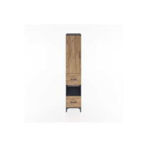 Hyperion Dolap 3 Raflı 2 Çekmeceli Tek Askılı 44x44x221 Antrasit-çam