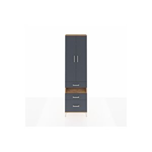 Arges Dolap 4 Raflı 3 Çekmeceli 2 Kapaklı 60x30x221 Çam-antrasit