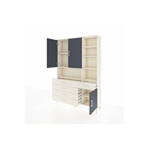 Arges Dolap 8 Raflı 5 Çekmeceli 3 Kapaklı 132x30x195 Aytaşı-antrasit/aytaşı