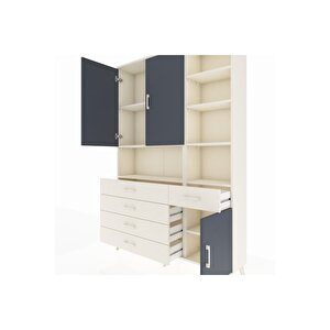 Arges Dolap 8 Raflı 5 Çekmeceli 3 Kapaklı 132x30x195 Aytaşı-antrasit/aytaşı