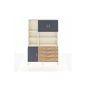 Arges Dolap 8 Raflı 4 Çekmeceli 3 Kapaklı 132x30x195 Aytaşı-antrasit/çam