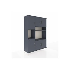 Hyperion Gardrop 9 Raflı 6 Kapaklı 132x44x195 Antrasit-antrasit