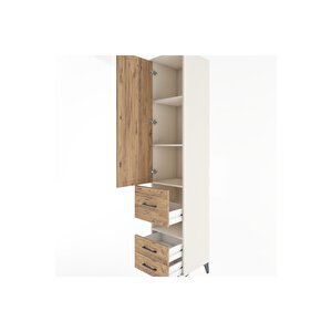 Hyperion Dolap 4 Raflı 3 Çekmeceli Tek Kapaklı 44x44x221 Aytaşı-çam