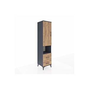 Hyperion Dolap 2 Raflı 2 Çekmeceli Tek Askılı 44x44x195 Antrasit-çam
