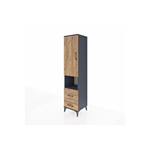 Hyperion Dolap 2 Raflı 2 Çekmeceli Tek Askılı 44x44x195 Antrasit-çam